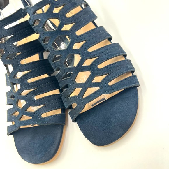 7W 7 WIDE Bella Vita Womens Taresa Navy‎ Blue Suede Cage Gladiator Sandals Shoes - Picture 5 of 13